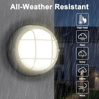 8” Bulkhead LED Light White Round,Nautical Outdoor Lights 8" LED Sauna Light Fxiture Outdoor White Round Nautical Bulkhead Lights 3000K,1500 Lumen,15W - Image 4