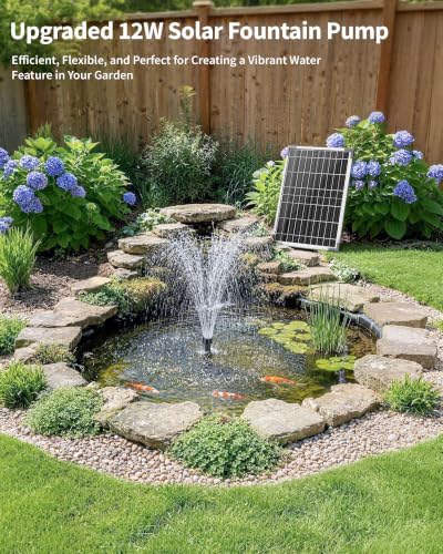 POPOSOAP 12W Solar Fountain Pump Built-in Battery Backup for Birdbath Pond - Image 3
