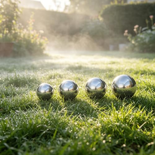 TOYANDONA 4 Pack Stainless Steel Garden Gazing Globes Mirror Ball Ornament - Image 4