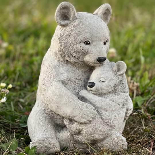 Bears Statue Garden Baby Bear Figurine Concrete Animals Sculpture Lawn Statue for Home and Garden - Image 3
