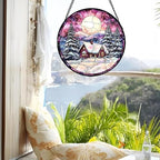 Snow and Moon Stained Glass Window Hanging Suncatcher Gift for Women 9.8" - Image 4