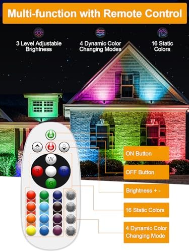 ZUCKEO 5W RGB Landscape Lighting Color Changing Low Voltage Landscape Lights with Connector, 12V 24V Waterproof Outdoor LED Colored Spotlight Path Light for Yard Garden House (2Pack) - Image 4