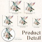 Floral Hummingbird Acrylic Suncatcher Size 10 inches, Boho Stained Glass Effect Window Hanging Ornament, Garden Decor, Gift for Mother's Day - Image 3