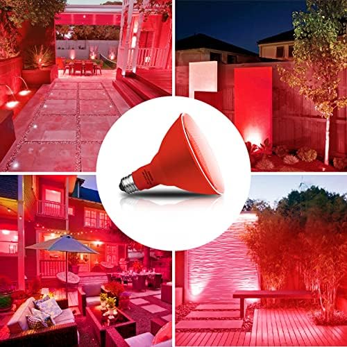 Gonhom PAR38 Flood Lights Outdoor,Dimmable LED Flood Light Bulbs,20W(Equivalent to 200W),E26 Base,Outdoor Porch,Holiday Lighting,LED Flood Light Bulb for Halloween,Christmas,4 Pack Red - Image 5
