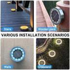 4 Pack Solar Ground Lights Outdoor, 12 LED Solar Disc Lights IP68 Waterproof Flat Solar Lights, Pathway Lights Garden Lights In-Ground Landscape Lights for Yard Lawn Patio Pathway Driveway Lighting(Wh - Image 6