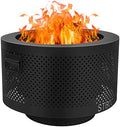 24 Inch Smokeless Fire Pits for Outside with Portable Carrying Storage Bag, Low Smoke Outdoor Fireplace for Bonfire Picnic Backyard on Beach, Black, XL by STBoo