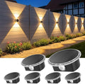 Ellasay Solar Fence Lights Outdoor: 360° Circular Lighting Solar Powered Wall Lights 12 Hours Long Runtime Up and Down Waterproof IP65 & 3 Modes High Brightness LED Focus Lens for Fence/Yard - 6 Pack by ELLASAY