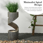 Glitzhome Outdoor Fountain with LED Light, Spiral Water Fountain Outdoor with Stone Planter, Modern Curved Waterfall Fountains Water Feature for Garden Patio, 31.3”H - Image 6