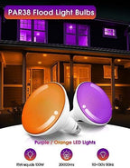 Fulighture Orange and Purple Flood Light Bulbs Outdoor 4 Pack,PAR38 Bulbs - Image 2