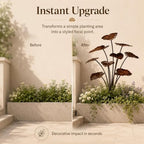 Rustic Metal Lotus Leaf Garden Stake, Outdoor Garden Art Decor - Image 5
