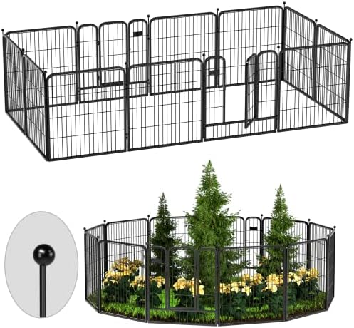 Decorative Garden Fence 12 Pack for Dogs 32in (H) x 28ft (L) with Lock,Metal Wire Fencing Border Animal Barrier,Flower Bed Border for Landscape Patio Yard Outdoor by ZXMOTO