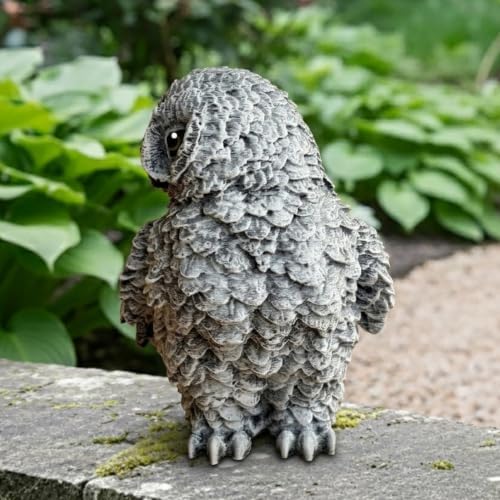 OLOMA Concrete Owl Garden Statue Handmade Cement Hooter Sculpture Outdoor Night Bird Garden Figurine Lawn Ornament Patio Porch Decor Flower Bed Accent Backyard Landscape Sculpture Owl Lover Gift - Image 7