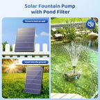 Antfraer 12W Solar Fountain Pump & Pond Filter Kit – Integrated Filtration System with 4 Nozzles, 6.6FT PVC Tubing Pond Filter for Outdoor Ponds, Gardens, Waterfalls, Fountains - Image 6