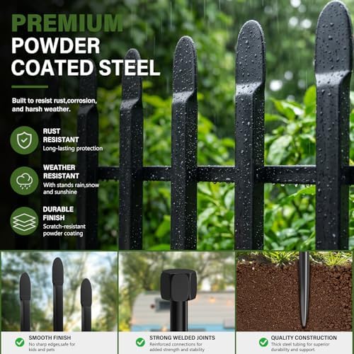 No Dig Decorative Garden Fence, 40in(H)×22ft(L), 10 Panels with Gate - Image 5