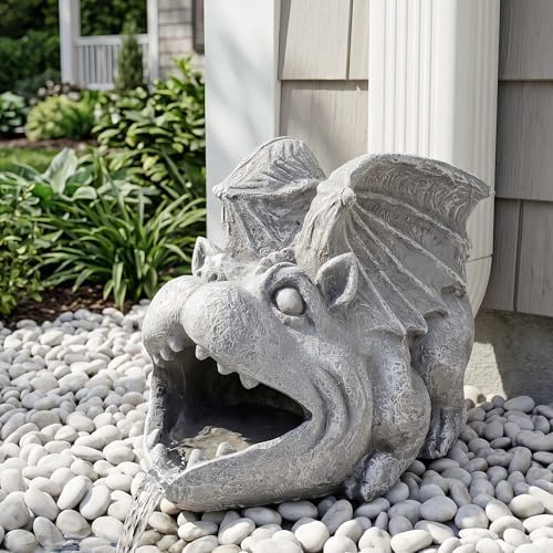 Gothic Gargoyle Gutter Guardian Rain Downspout Extension Outdoor Statue, 12 Inch High, Cast Stone Resin, Grey Stone Finish for 3"x4" Decorative Gutter Extension - Image 3