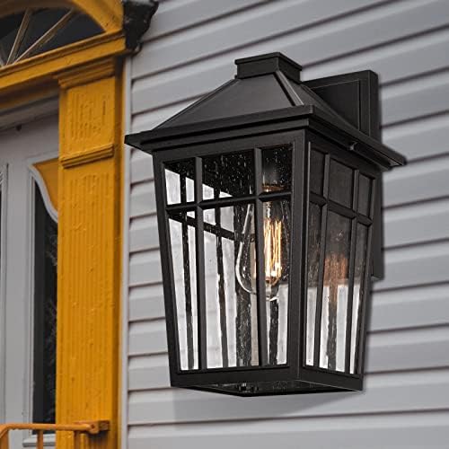 Darkaway Outdoor Sconce Lights Wall Light Fixtures, 14inch Large Porch Light Outdoor Wall Anti-Rust Waterproof Aluminum with Glass Exterior Light Fixture for Patio Yard Doorway Garage (Large, Black) - Image 5