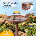 VIVOHOME Bird Bath for Outside, Polyresin, Pedestal, Antique Bronze - Image 3