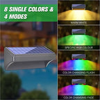 Bridika Solar Fence Lights, 8 Pack Plus Size, Warm & RGB Color Changing, Outdoor Waterproof, 100 Lumen, 8 Specific Colors & 4 Switchable Modes, Ideal for Backyard, Patio, Deck, Fence - Image 2