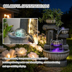 4-Tiers Cascading Bowls Water Fountain Outdoor, Waterfalls Fountains with LED Lights & Atomizing, Outdoor/Indoor Resin Water Feature Fountain for Patio, Garden, Backyard, Deck,23.6" H - Image 5