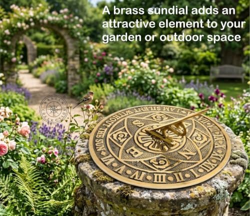 Solid Brass Sundial Clock for Garden Yard Outdoor | Handmade Shiny Brass Garden Sundial With Velvet Case Perfect for Beloved Ones | Home Decor Gift or Present Idea for Couples, Parents & Grandparents - Image 2