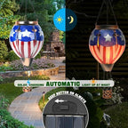 Hot Air Balloon Solar Lantern - U.S Flag Patriotic Glass Lantern, Simulated Flickering & Dancing Flame, Outdoor Hanging Yard Light Waterproof IP65, Ideal 4th of July Gift for Patriot Patio Decor - Image 3
