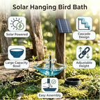 2026 New Solar Bird Bath Fountain, Large Hanging Cascade Water Bowl with Solar Pump, Outdoor Fountain for Hummingbirds, Garden, Patio & Backyard Decor - Image 4