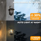 Solar Lanterns Outdoor Waterproof 2 Pack, Glass Auto On/Off LED Hanging Solar Lights, Outdoor Lantern with Wall Mount for Yard Fence Patio - Black - Image 3