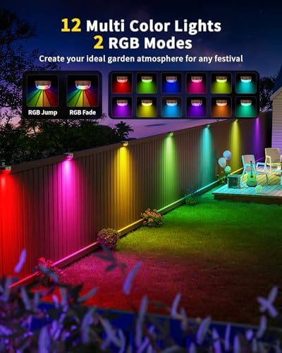 20 Pack Color Changing Solar Fence Lights with Remote, Solar Deck Lights - Image 3