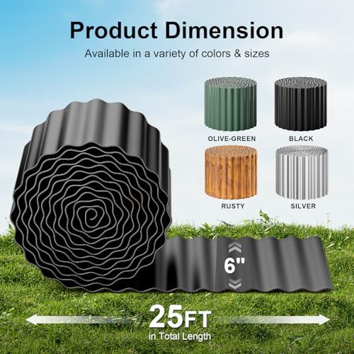 Land Guard Corrugated Garden Edging Border, 6"×25' Landscape Paver Edging, Tall Landscape Edging, Fence for Garden, Flower Bed, Lawn and Landscape Edging (Black) - Image 2