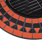 Outdoor Fire Pit Table 26.8 Inch Ceramic Fire Pit Terracotta and White Steel Bowl with Safety Mesh and Poker Tool for Garden Patio Camping - Image 7