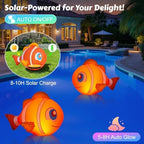 Floating Pool Lights Solar Powered, 16'' Inflatable Waterproof Clownfish Solar Pool Lights that Float, Auto On/Off LED Floating Lights for Pool Garden Backyard Outdoor Decoration - (4 Piece) - Image 2