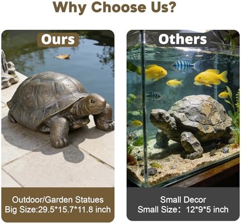 SKYFIRE Large Turtle Statues for Garden - 29.5' x 15.7' x 11.8' Fiber Reinforced Concrete Figurines, Garden Sculptures & Statues for Outdoors, Lawn, Yard, Indoor - Tortoise Outdoor Decor - Image 5