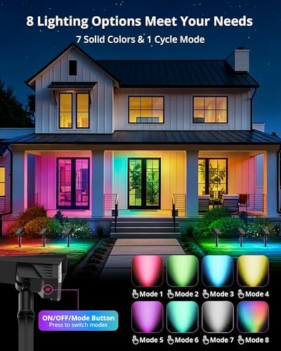 Solar Color Changing RGB Lights IP65 Waterproof, 56 LED 8 Lighting Modes Solar Spotlights, Landscape Lights for Yard Garden Pathway Holiday Decor, 4 Pack (Multicolor) - Image 3