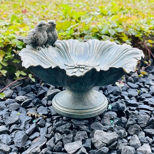 Bird Baths for Outdoors, Resin Pedestal Bird Bath Bowl with Bird Accents, Garden Decoration Bird Feeder for Patio, Lawn, Yard, or Table Decor - Image 4
