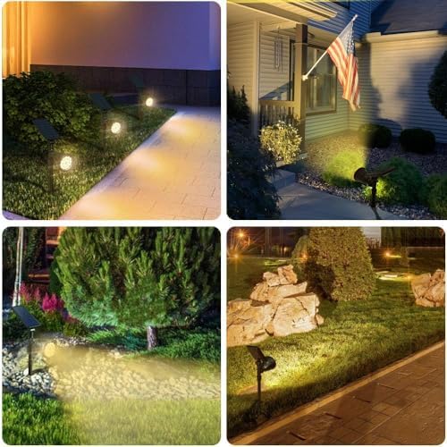 DBF Solar Outdoor Lights, 600LM Solar Spot Lights Outdoor Waterproof, 18 LED Auto On/Off Landscape Lighting Flag Pole Light for Garden Yard Pathway Garage Pool Patio(Warm White, 4 Pack) - Image 6