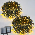 QITONG 2 Pack Warm White Solar String Lights, Each 66ft 200 LED Solar Fairy Lights Outdoor Waterproof, 8 Modes Green Wire Solar Twinkle Tree Lights for Outside by QITONG