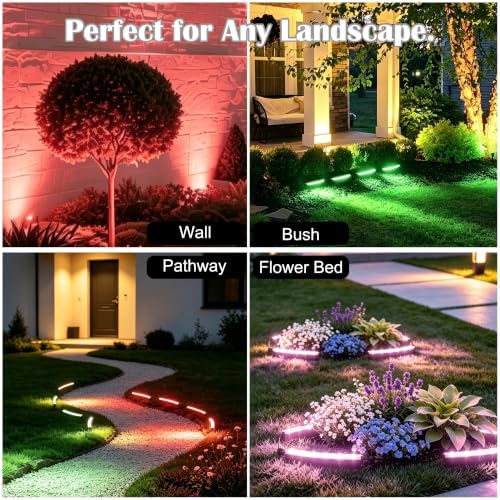 FORUP Solar Tree Lights Multicolor Changing, 360° Ring Uplight, Ground Stake, 3 Dimming, Auto On/Off, IP44 Waterproof, Solar Landscape Light, Adjustable Inner Diameter for Garden Palm Party Decor - Image 6