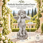 17" Winged Angel Garden Statue Antique Grey Resin Outdoor Sculpture Decor - Image 2