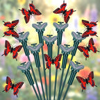 Tujoe 9 Pcs Solar Moving Butterfly Garden Stakes, Waterproof, Red by Tujoe