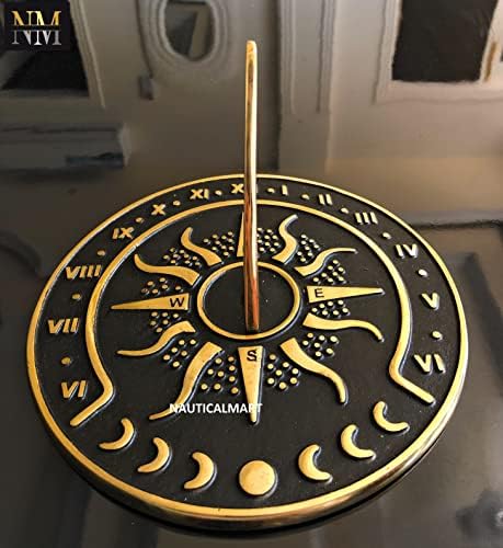 Nautical-Mart Brass Garden Sundial Clock - 8.5” Diameter Sundial Clock with Polished Brass Highlights - Image 6