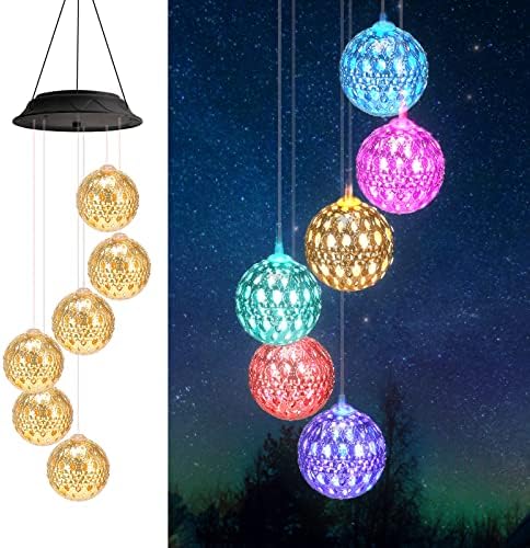 Gold Solar Wind Chimes Hummingbird Solar Lantern, Gifts for Mom Grandma Gardening Gift for Women - Image 5