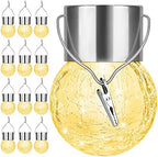 12Pack Hanging Cracked Glass Solar Lights Outdoor Waterproof, Warm White by BestChoiceforYourLife