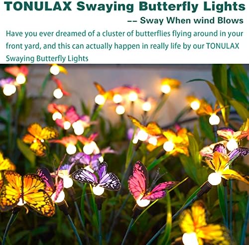 TONULAX Solar Garden Lights - 8 Pack Swaying Butterfly Light, Swaying in The Wind, Solar Outdoor Lights, Yard Patio Pathway Decoration, High Flexibility Iron Wire & Realistic Butterflies - Image 5