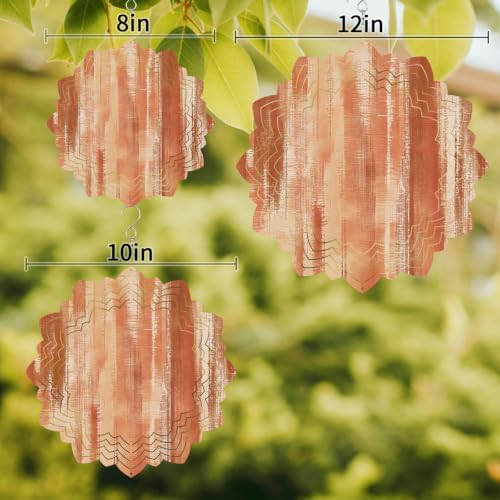 12 Inch Orange Beige Ombre Wind Spinner for Yard and Garden, Modern Abstract Art Oil Painting Hanging Ornaments Outdoor 3D Kinetic Wind Sculpture Spinners Indoor Outdoor Patio Décor Ornaments Gift - Image 3