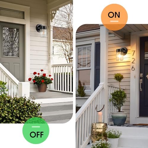 MATAMEYE Outdoor Wall Light Jelly Jar Shape, Front Porch Lighting, 2 Pack - Image 3
