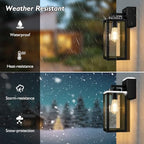 BesLowe Porch Lights with Outlet, Modern Outdoor Wall Light Fixtures, Black - Image 4