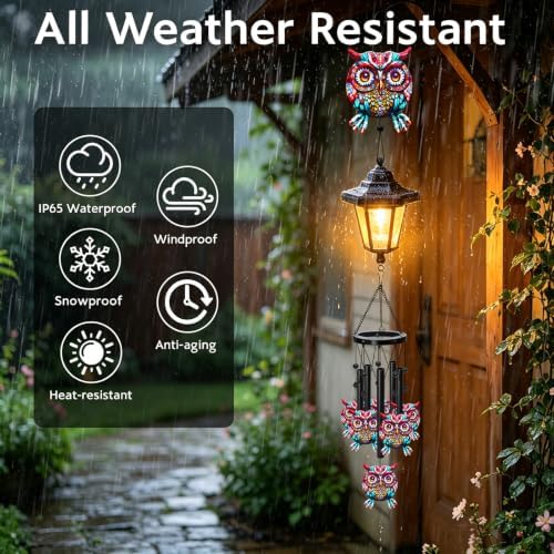 Owl Wind Chimes for Outside, Colorful Wind Chimes,Gifts for Women Mom - Image 3