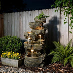Bumilgar 40.6" H Wood-Like Water Fountain Indoor & Outdoor 5-Tier - Image 2