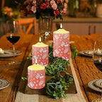 Cozeyat Christmas Decor Flameless Candles with Remote, Flameless Bullet Floating Candles Set of 3, Red Stocking and Candy Cane Design Ivory Pillar Battery Operated Candles with Dancing LED Flame - Image 4