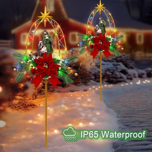 Solar Nativity Scene Outdoor,Resin Nativity Set Christmas Garden Stakes - Image 5